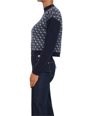 Maglia Guess Jeans donna in misto lana blu logo all over in DONNA