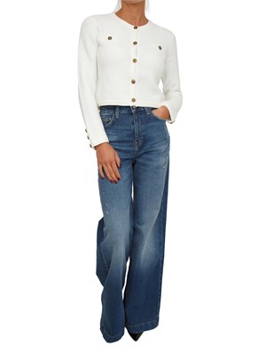 Cardigan Guess Jeans donna in maglia bianca con bottoni in DONNA