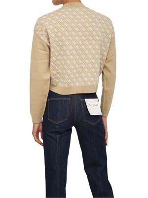 Maglia Guess Jeans donna in misto lana beige logo all over in DONNA