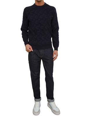 Maglia Guess Jeans in maglia blu lavorazione jacquard in UOMO