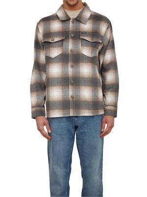Camicia giacca Guess Jeans in flanella di cotone tartan grigio e beige in UOMO
