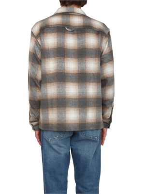 Camicia giacca Guess Jeans in flanella di cotone tartan grigio e beige in UOMO