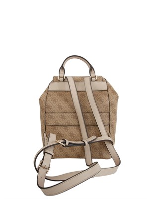 Zaino Manhattan Guess Jeans in ecopelle beige logo all over in DONNA