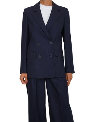 Giacca Guess Jeans donna in misto viscosa blu gessata in DONNA