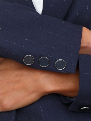 Giacca Guess Jeans donna in misto viscosa blu gessata in DONNA