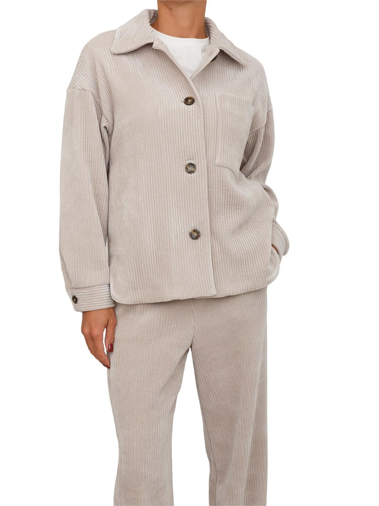 Giacca camicia Andy Emme Marella in velluto beige a coste