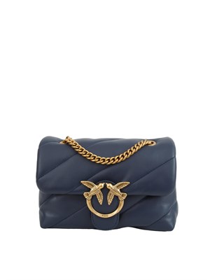 Borsa Mini Love Bag Puff Pinko in pelle blu in DONNA