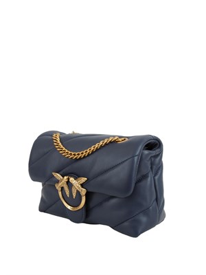 Borsa Mini Love Bag Puff Pinko in pelle blu in DONNA