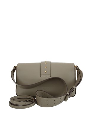 Borsa Pinko Love Bag Slouchy in pelle grigio taupe in DONNA