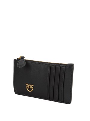 Porta carte di credito Pinko in pelle nera in DONNA