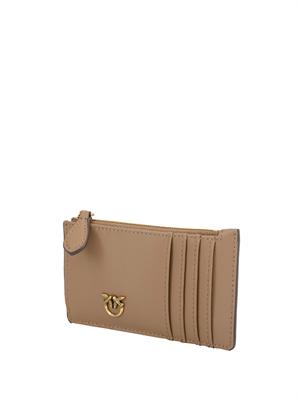 Porta carte di credito Pinko in pelle beige in DONNA