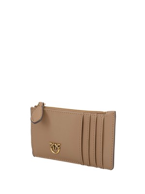 Porta carte di credito Pinko in pelle beige in DONNA