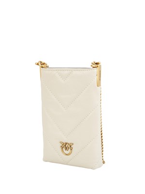 Custodia smartphone Pinko in pelle naplak lucida bianco in DONNA