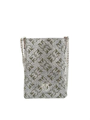 Custodia smartphone Pinko in pelle con strass argento in DONNA