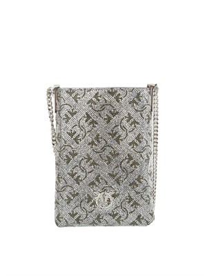 Custodia smartphone Pinko in pelle con strass argento in DONNA