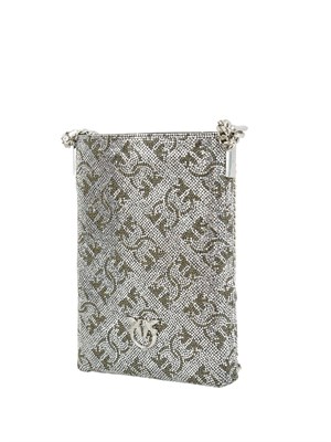 Custodia smartphone Pinko in pelle con strass argento in DONNA
