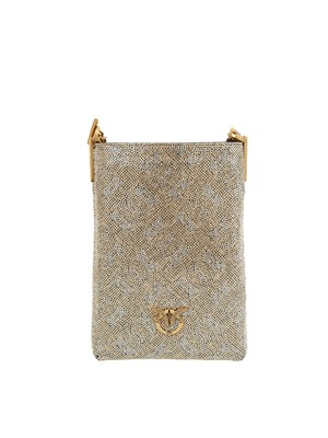 Custodia smartphone Pinko in pelle con strass oro in DONNA
