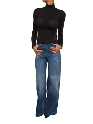 Maglia collo alto Guess Jeans donna in viscosa nera in DONNA