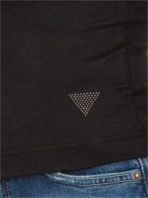 Maglia collo alto Guess Jeans donna in viscosa nera in DONNA