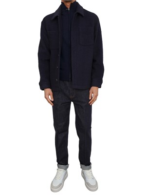 Maglia cardigan Guess Jeans in misto lana blu in UOMO