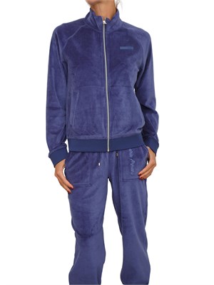 Felpa EA7 Emporio Armani in ciniglia bluette in DONNA