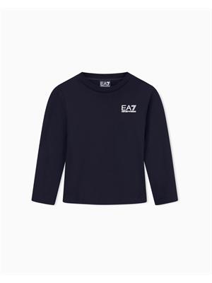 EA7 JUNIOR T-shirt Ea7 nero a maniche lunghe Core Identity Boy in puro cotone organico ASV in BAMBINO