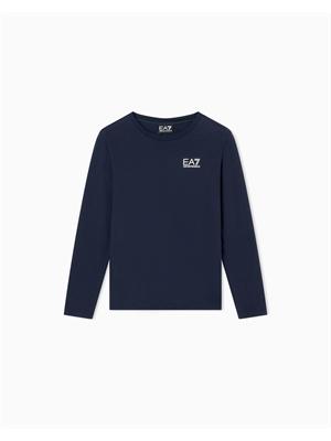EA7 JUNIOR T-shirt Ea7 blu a maniche lunghe Core Identity Boy in puro cotone organico ASV in BAMBINO
