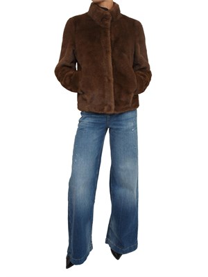 Pelliccia Guess Jeans donna in ecopelliccia marrone in DONNA