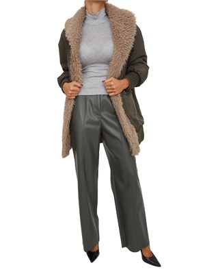 Pantalone Emy Nenette in ecopelle grigio verde in DONNA