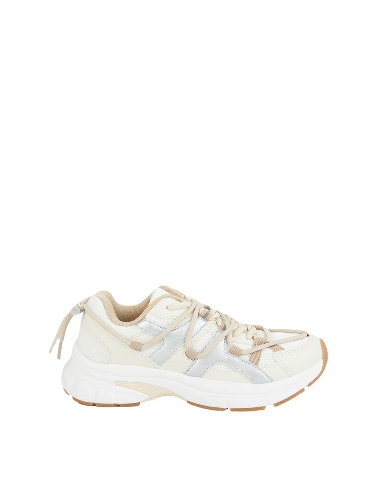 Sneaker Emme Marella in tessuto rete e spalmato avorio
