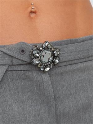 Pantaloni Liu Jo in misto viscosa grigi con cintura gioiello in DONNA