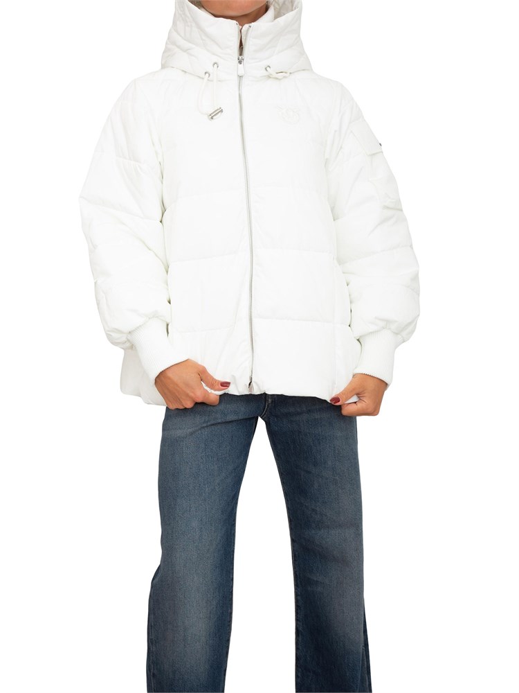 Giubbino Pinko in tessuto tecnico bianco opaco e cappuccio