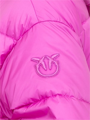 Piumino Pinko in tela tecnica semilucida fuxia con cappuccio in DONNA