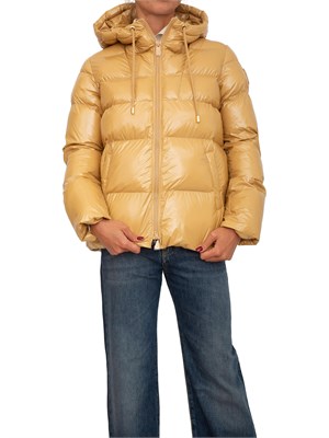 Piumino Pinko in crystal nylon lucido beige con cappuccio in DONNA