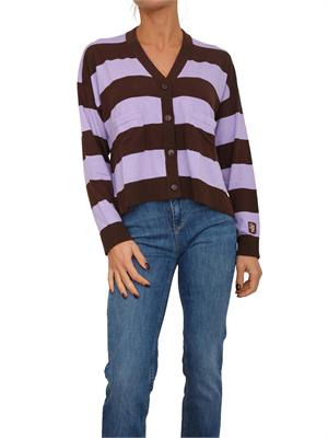 Cardigan Liu Jo donna in misto lana con righe lilla e marroni in DONNA