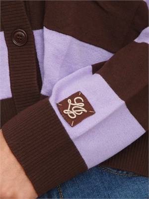 Cardigan Liu Jo donna in misto lana con righe lilla e marroni in DONNA