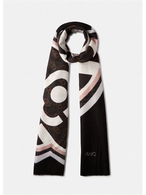 Stola Liu Jo donna in viscosa nera stampa fantasia in DONNA