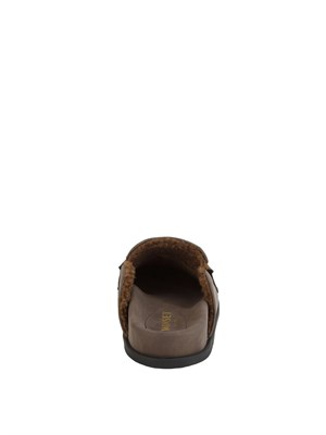 TWIN-SET Scarpe mules a ciabatta Twinset effetto camoscio marrone in DONNA