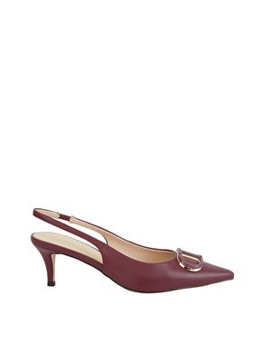 TWIN-SET DÉcolletÉ sling back Twinset in pelle bordeaux con logo in DONNA