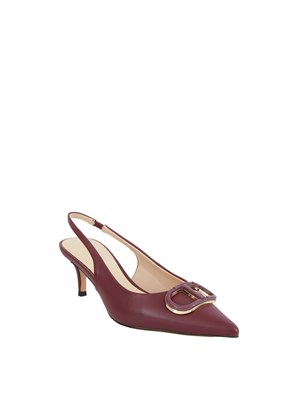 TWIN-SET DÉcolletÉ sling back Twinset in pelle bordeaux con logo in DONNA