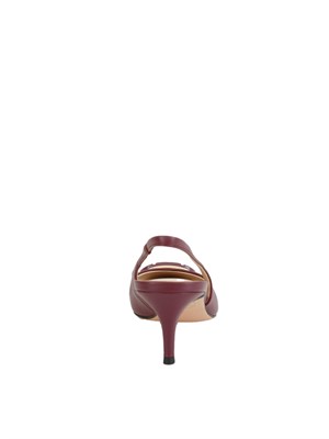 TWIN-SET DÉcolletÉ sling back Twinset in pelle bordeaux con logo in DONNA