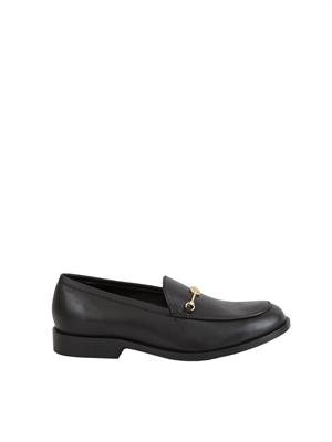 TWIN-SET Mocassino Twinset in pelle nera con logo oro in DONNA