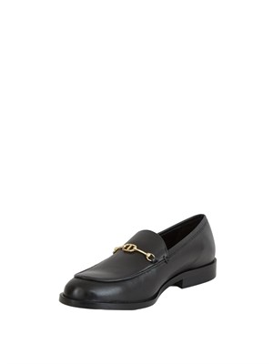 TWIN-SET Mocassino Twinset in pelle nera con logo oro in DONNA