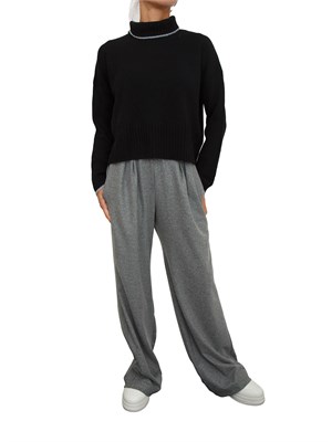 Maglia Pinko dolcevita in lana e cashmere nero in DONNA