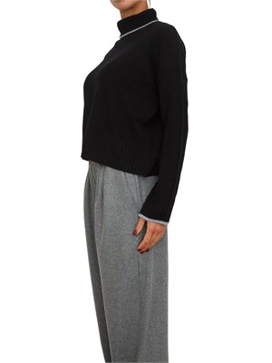 Maglia Pinko dolcevita in lana e cashmere nero in DONNA
