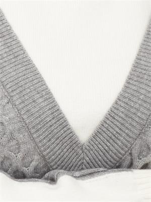Maglia donna a collo alto Fracomina in misto viscosa bianca e grigia in DONNA
