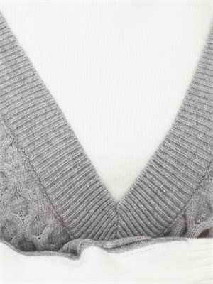 Maglia donna a collo alto Fracomina in misto viscosa bianca e grigia in DONNA