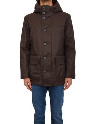 Giubbino con cappuccio Peuterey in drill di lana e nylon marrone in UOMO