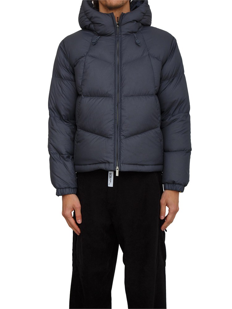 Giubbino uomo K-Way con cappuccio in tessuto tecnico blu