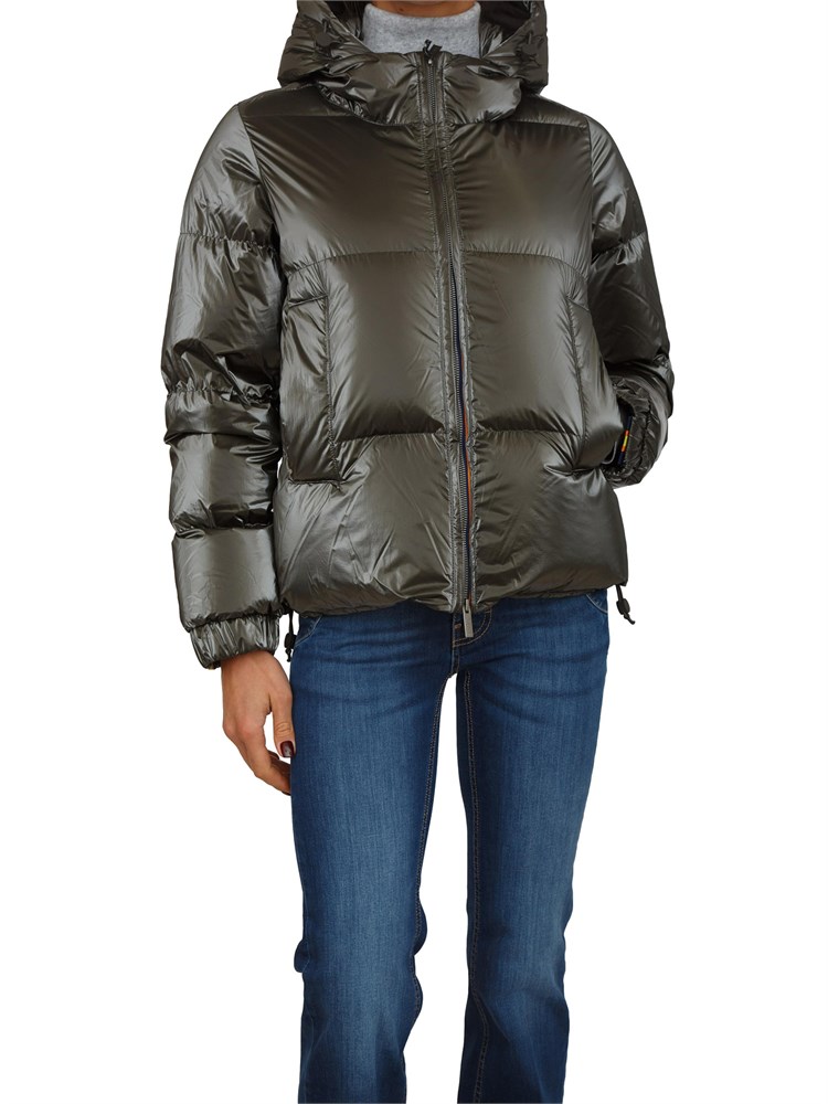 Piumino corto Lethille K-Way in tessuto luminoso verde